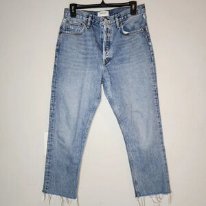 Agolde Riley straight crop jeans. Button fly. Women's size 28.